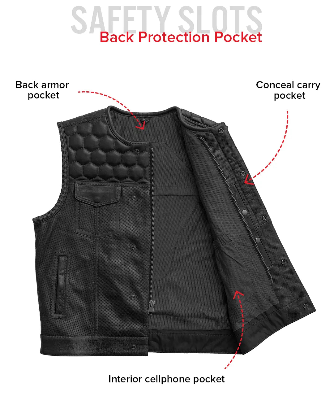 Hornet Perforated Men's Club Style Leather Vest