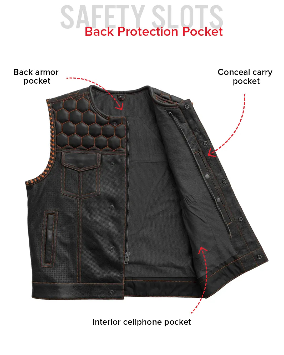 Hornet Perforated Men's Club Style Leather Vest