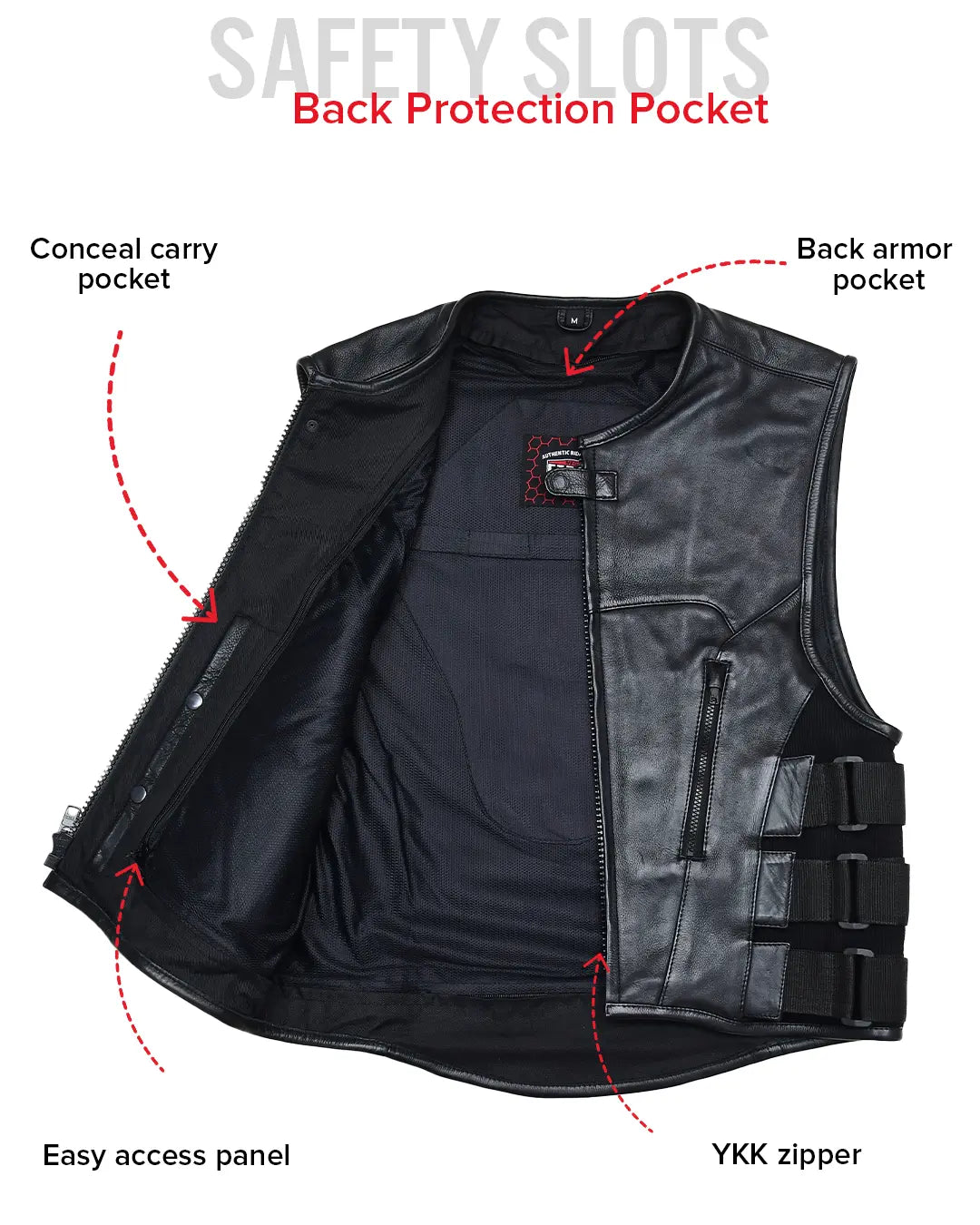Commando Men's Leather Swat Style Motorcycle Vest