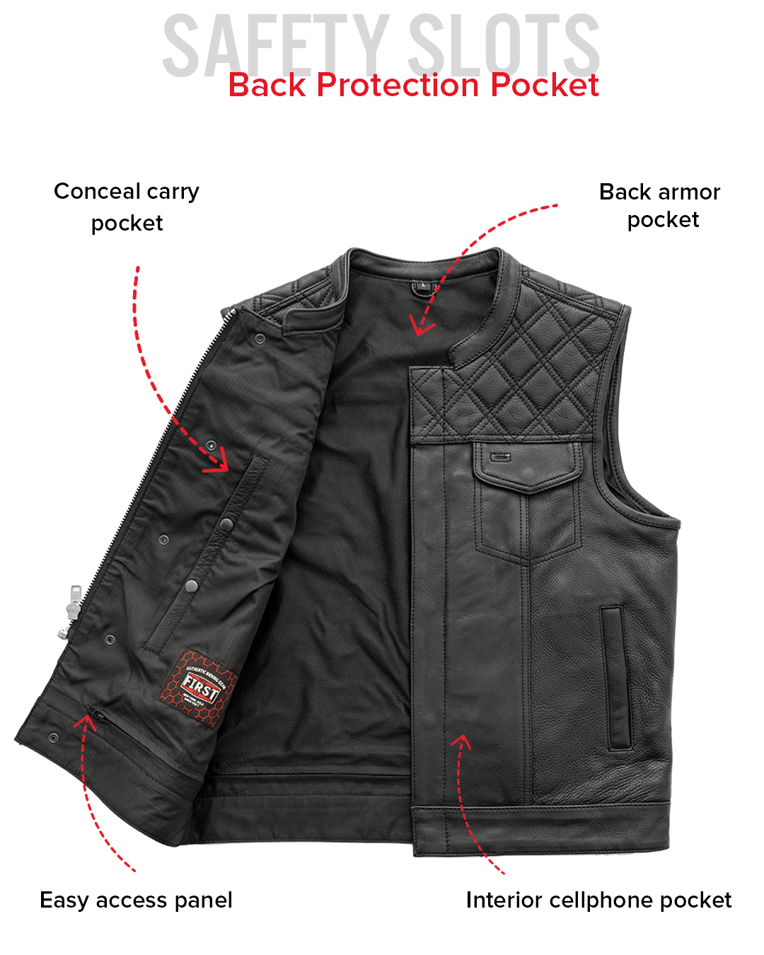 Downside Men's Motorcycle Leather Vest