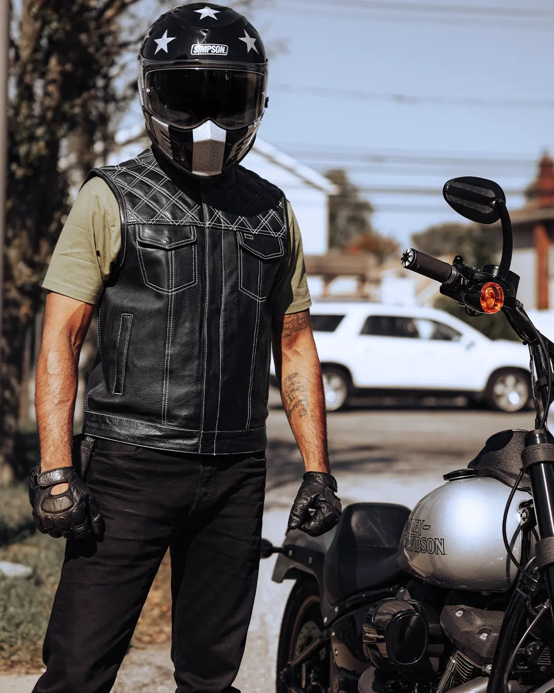 Downside Men's Motorcycle Leather Vest