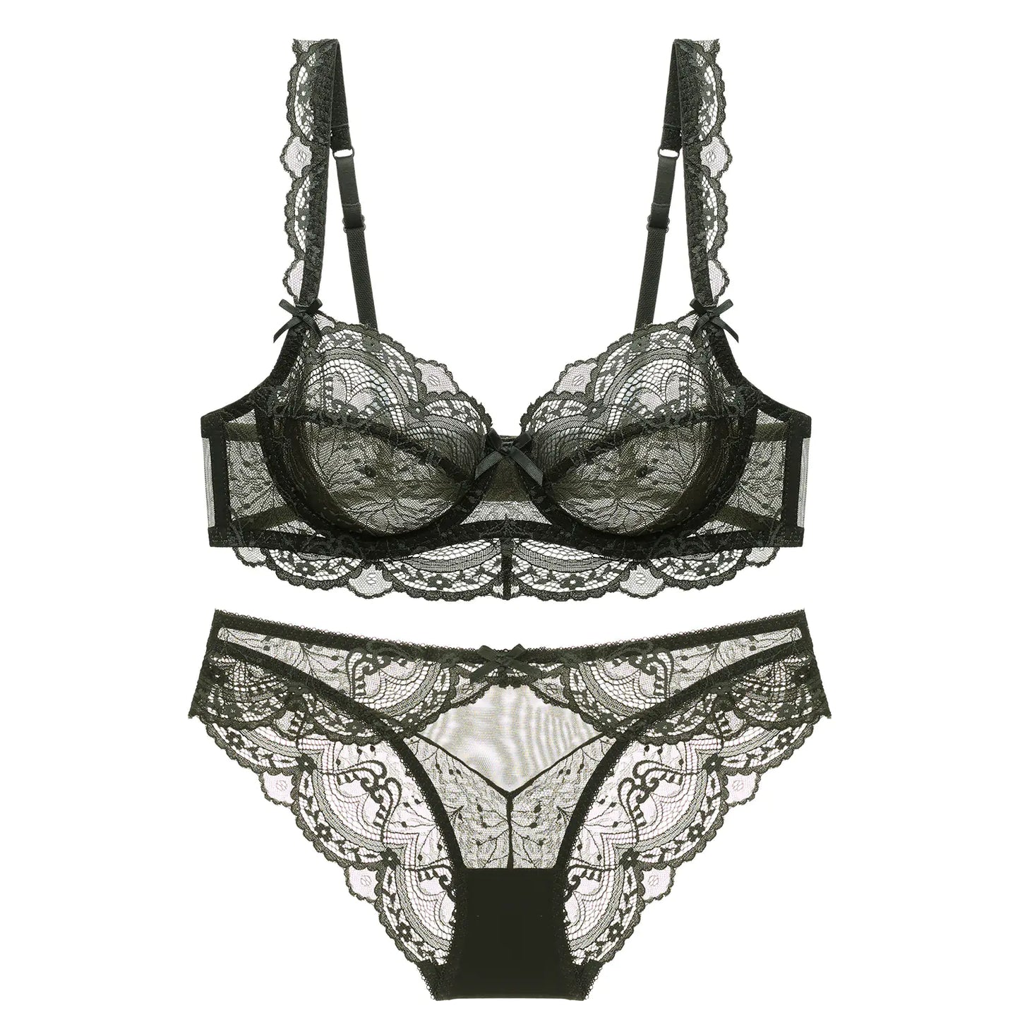 Ultra-thin Transparent Lace Bra Set for Women - Lingerie