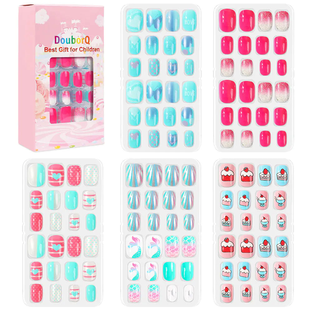 120-Piece Cute Kids Nail Art Fake Nail Set