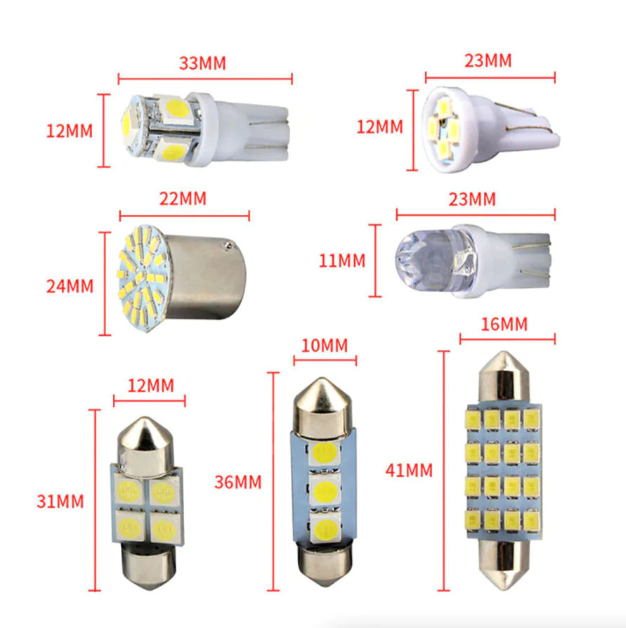 28pcs Car Interior White Combo LED Map Dome Door Trunk License Plate Light Bulbs