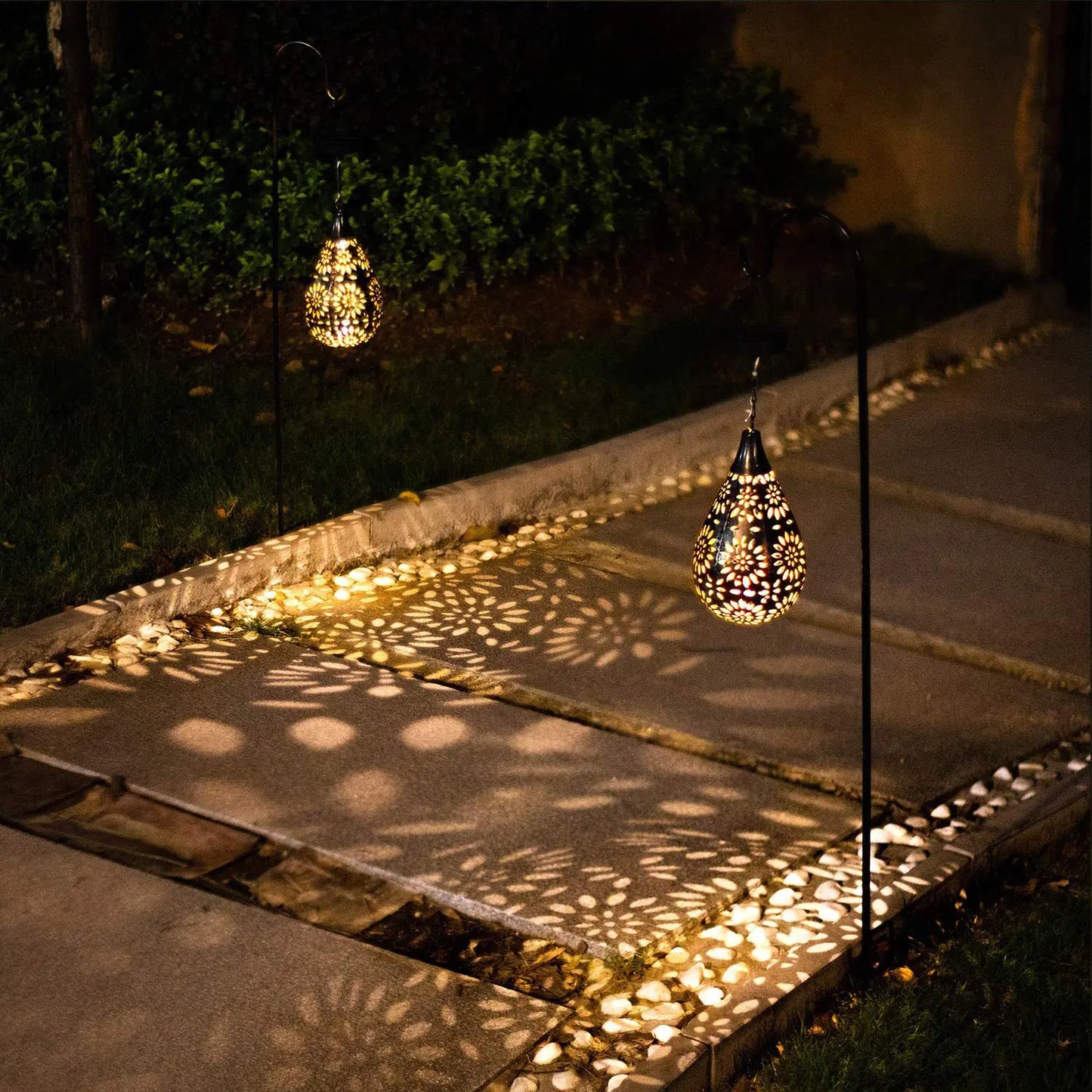 Solar Outdoor Daisy Iron Pendant Light with LED Projection - 888