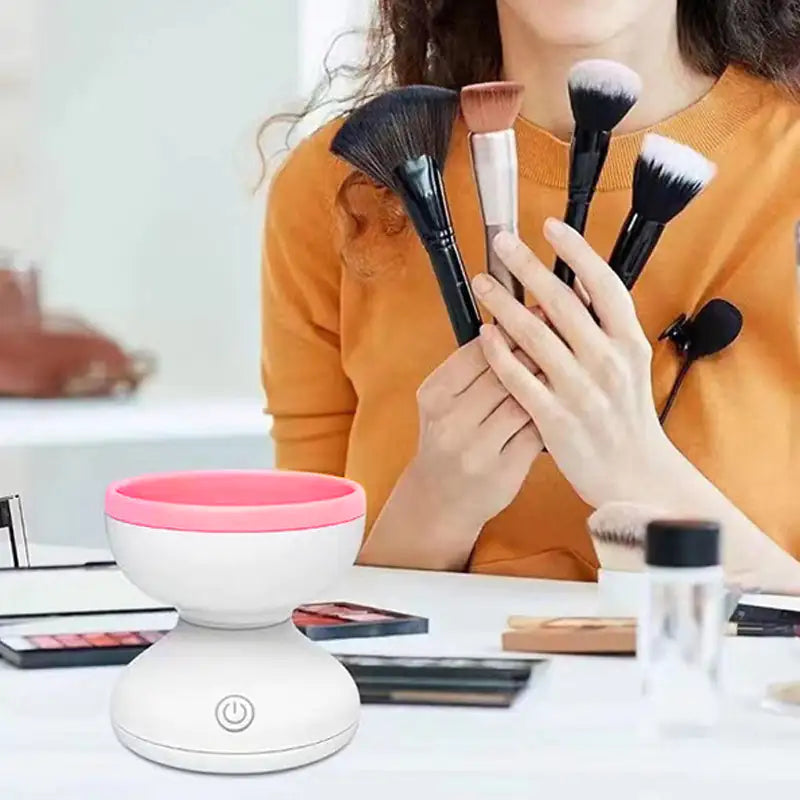 Portable USB Makeup Brush Cleaner Machine Electric Cosmetic Brush Cleaning Washing Tools Automatic Clean Makeup Brushes- US seller