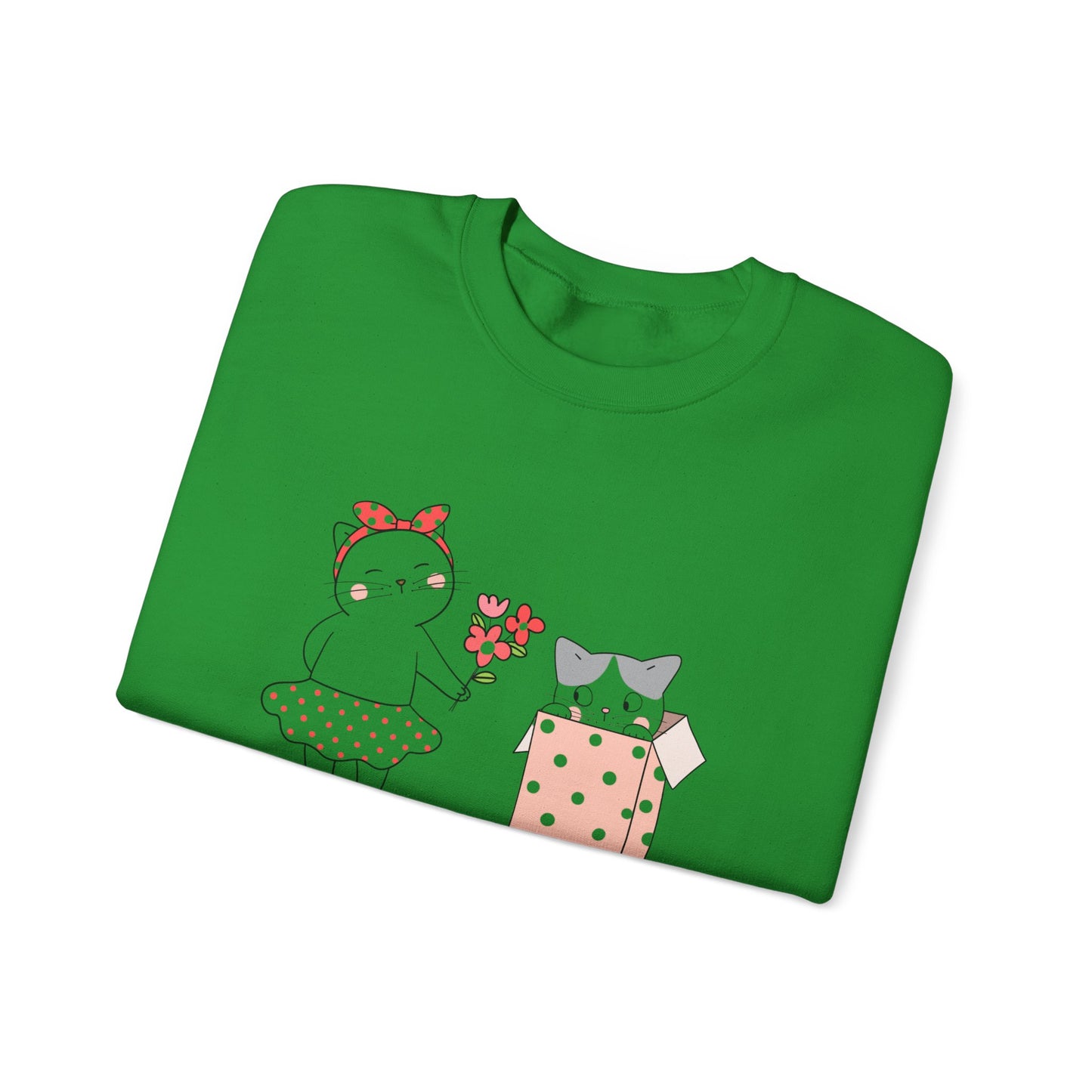 Cute Cat Valentine Crewneck Sweatshirt, Valentine Shirt, Cat, Valentines Heart Sweatshirt, Funny Valentine Day Shirt, Valentine's Day Gift