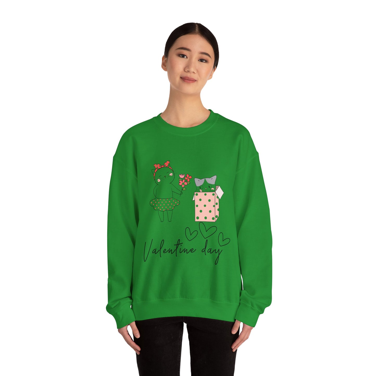 Cute Cat Valentine Crewneck Sweatshirt, Valentine Shirt, Cat, Valentines Heart Sweatshirt, Funny Valentine Day Shirt, Valentine's Day Gift