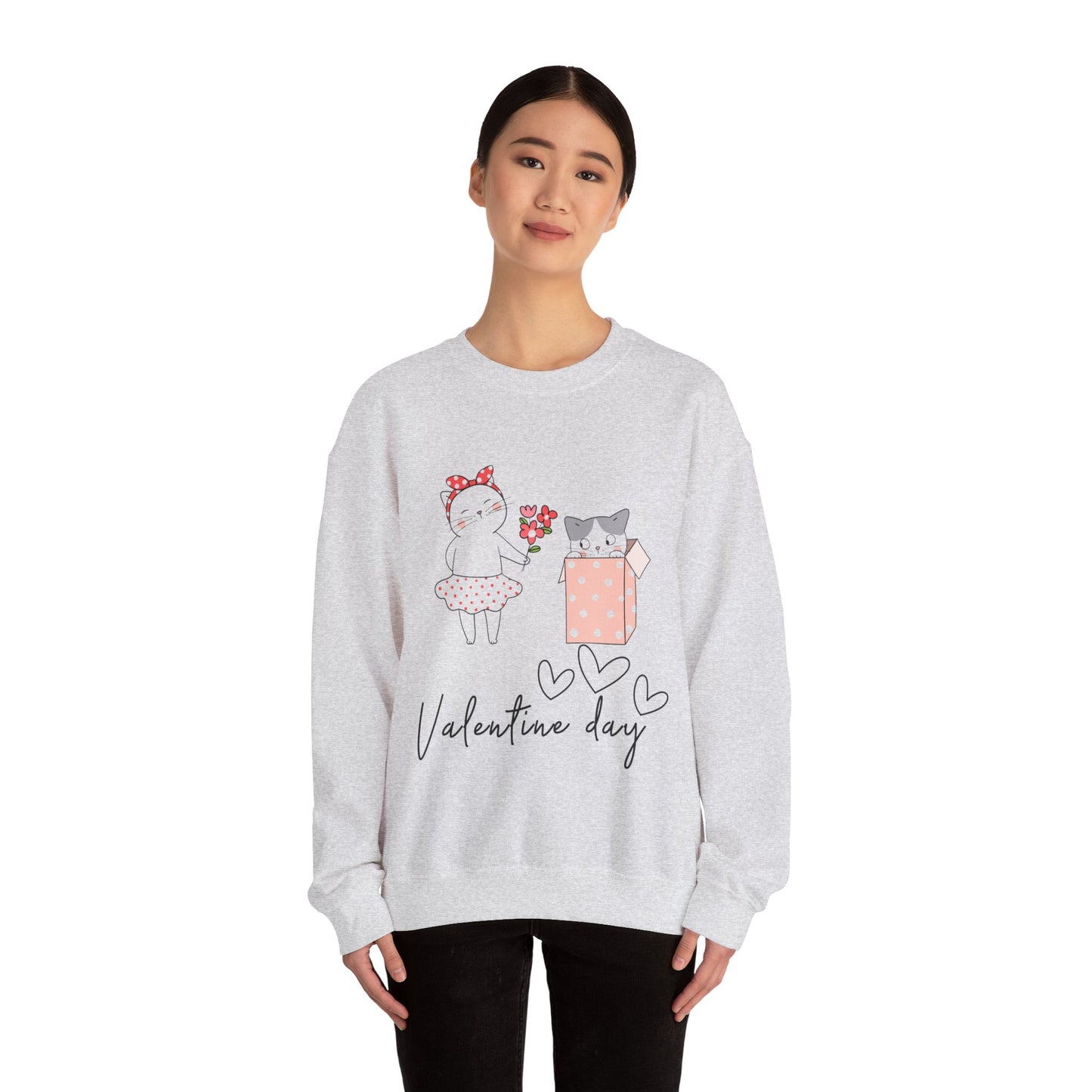 Cute Cat Valentine Crewneck Sweatshirt, Valentine Shirt, Cat, Valentines Heart Sweatshirt, Funny Valentine Day Shirt, Valentine's Day Gift