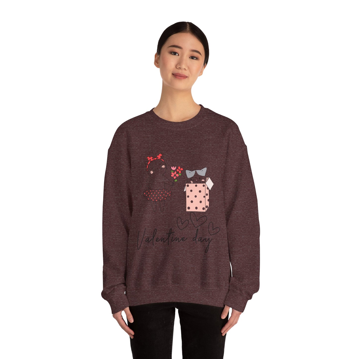 Cute Cat Valentine Crewneck Sweatshirt, Valentine Shirt, Cat, Valentines Heart Sweatshirt, Funny Valentine Day Shirt, Valentine's Day Gift