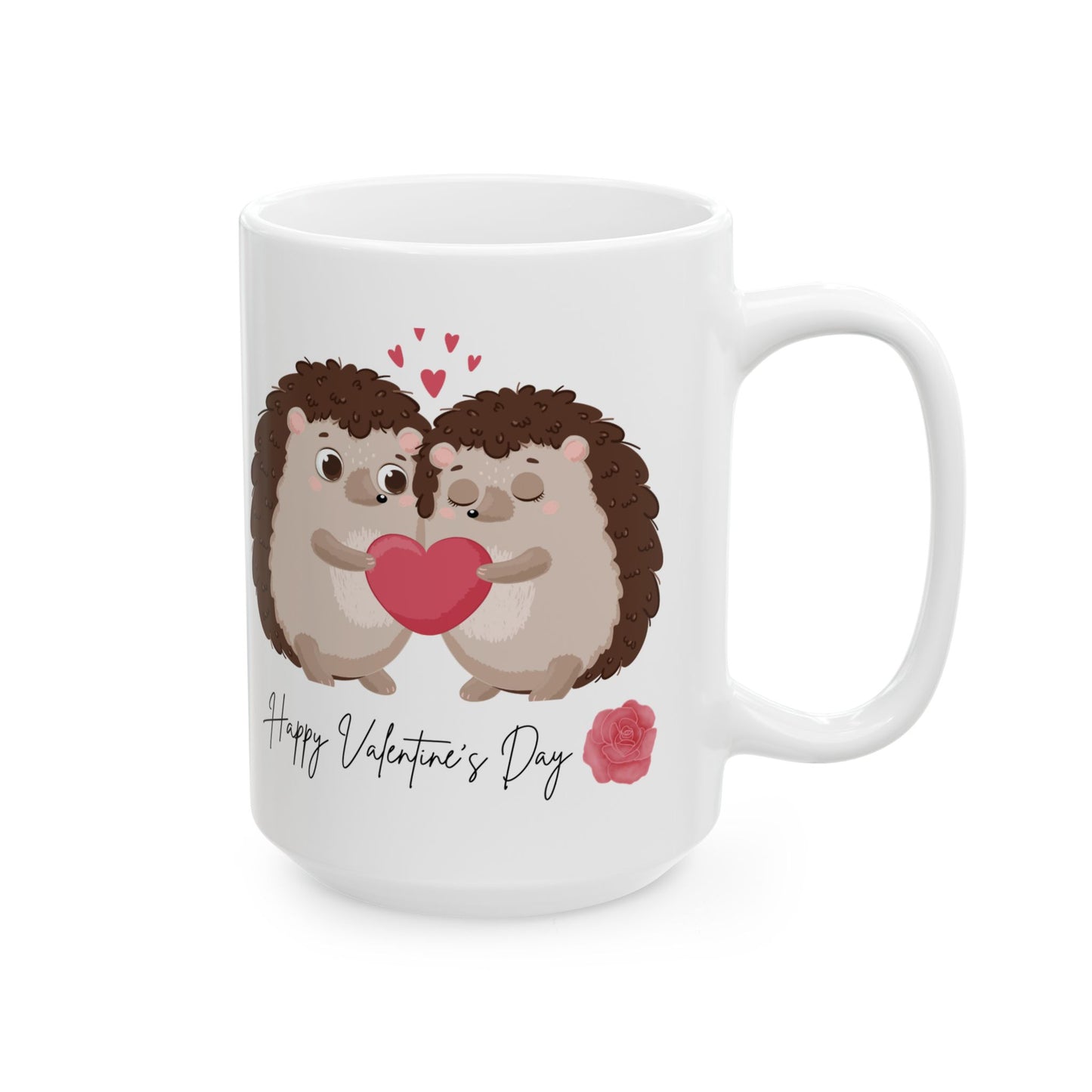 Heart Hedgehog Mug, Cute Valentine Coffee Cup, Love Animal Tea Mug, Adorable Ceramic Drinkware, Gift for Animal Lover, Valentine's Day Cup