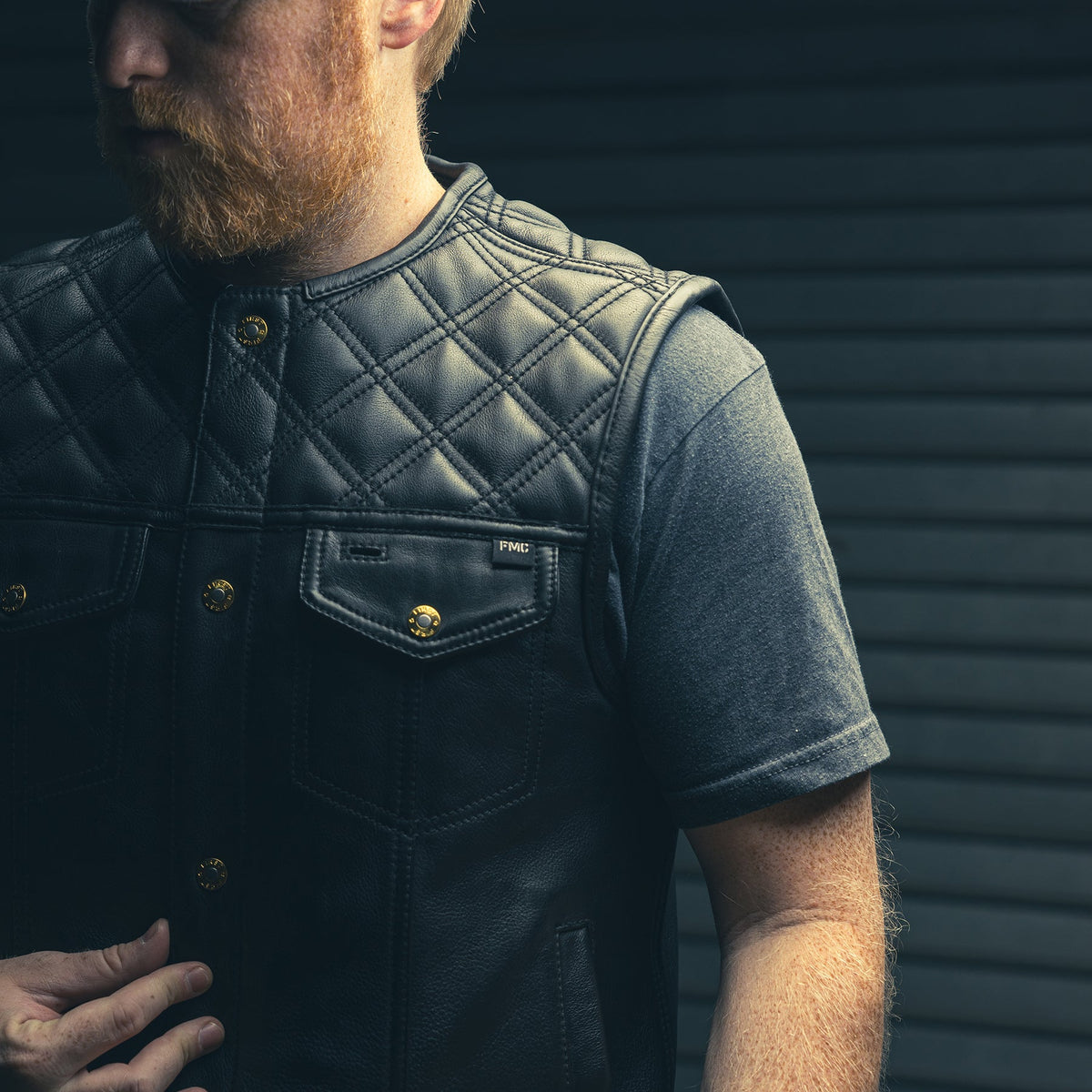 12 Gauge Men's Motorcycle Leather Vest