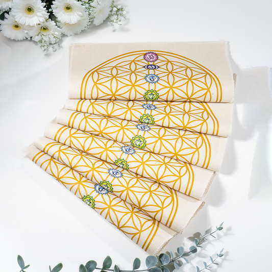 12-Inch Crystal Grid Cloth 7 chakra – Sacred Geometry Altar Mat for Meditation & Reiki