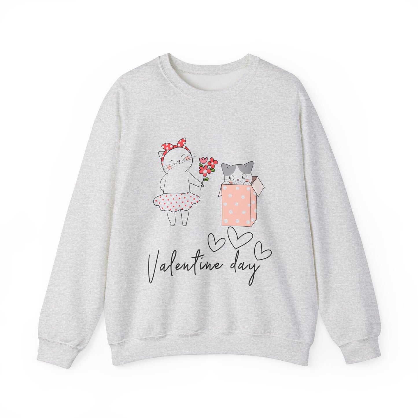 Cute Cat Valentine Crewneck Sweatshirt, Valentine Shirt, Cat, Valentines Heart Sweatshirt, Funny Valentine Day Shirt, Valentine's Day Gift