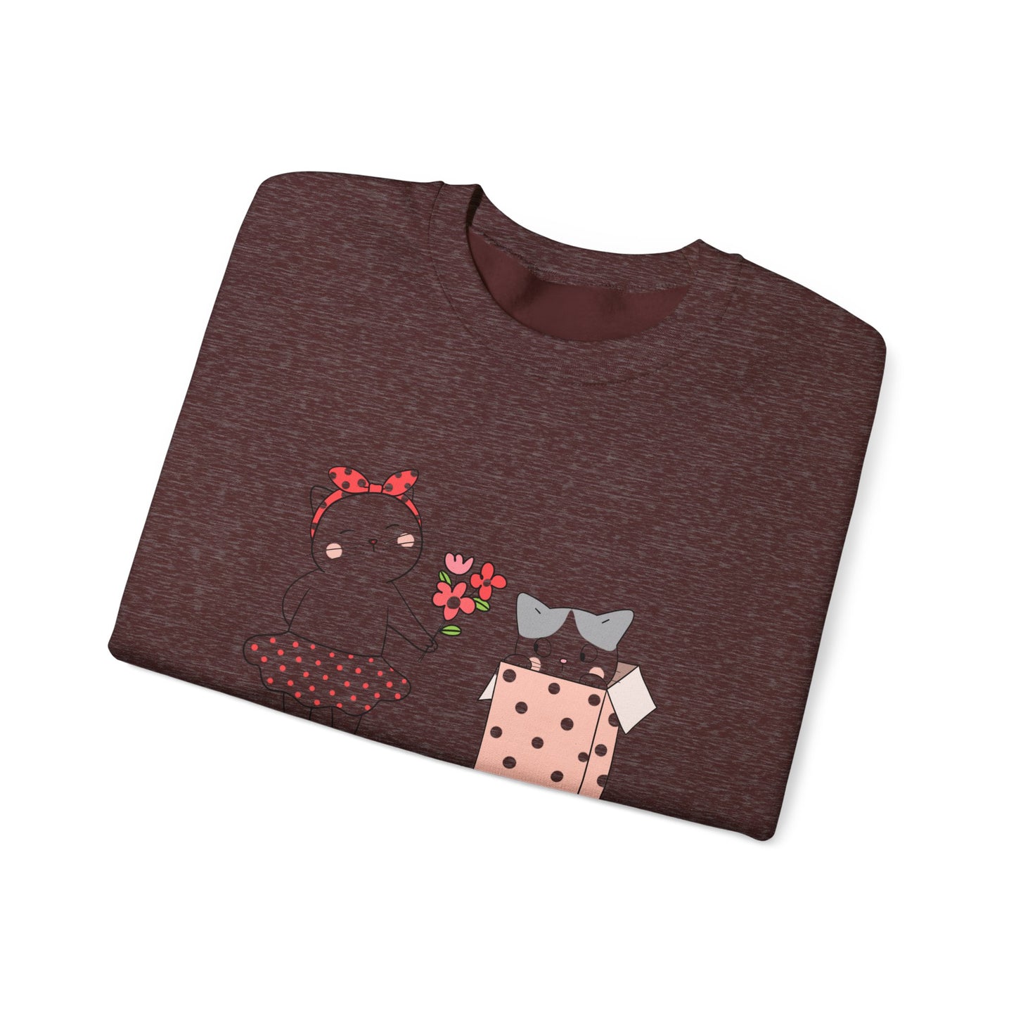 Cute Cat Valentine Crewneck Sweatshirt, Valentine Shirt, Cat, Valentines Heart Sweatshirt, Funny Valentine Day Shirt, Valentine's Day Gift