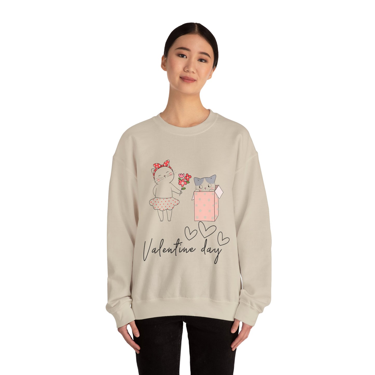 Cute Cat Valentine Crewneck Sweatshirt, Valentine Shirt, Cat, Valentines Heart Sweatshirt, Funny Valentine Day Shirt, Valentine's Day Gift