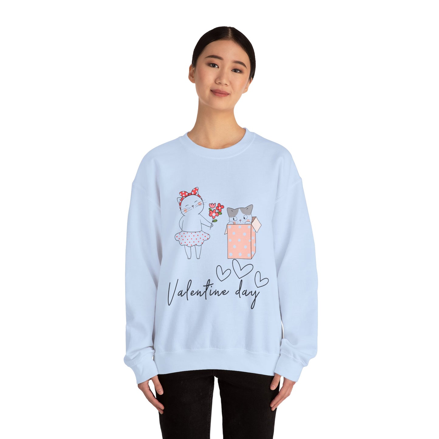 Cute Cat Valentine Crewneck Sweatshirt, Valentine Shirt, Cat, Valentines Heart Sweatshirt, Funny Valentine Day Shirt, Valentine's Day Gift