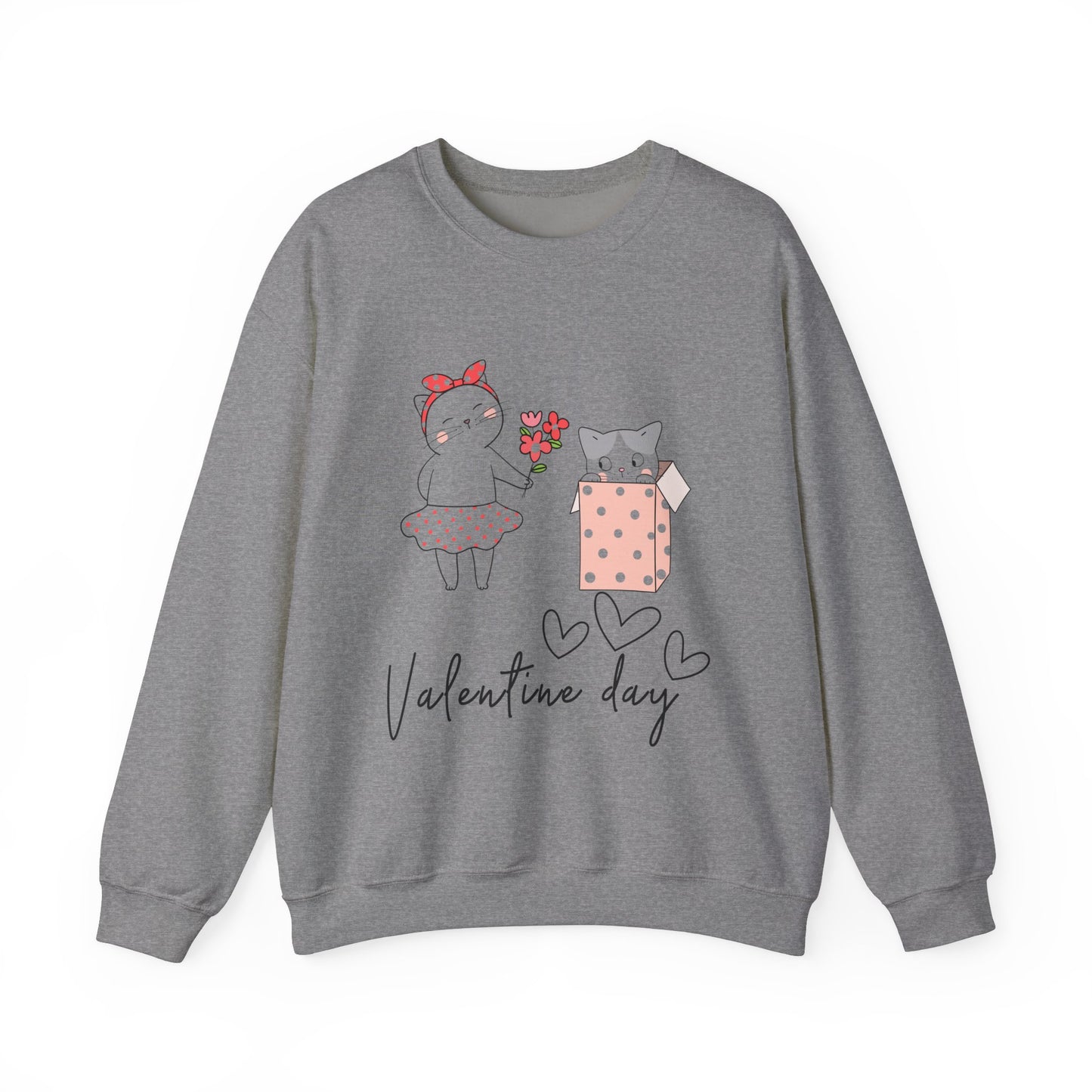 Cute Cat Valentine Crewneck Sweatshirt, Valentine Shirt, Cat, Valentines Heart Sweatshirt, Funny Valentine Day Shirt, Valentine's Day Gift