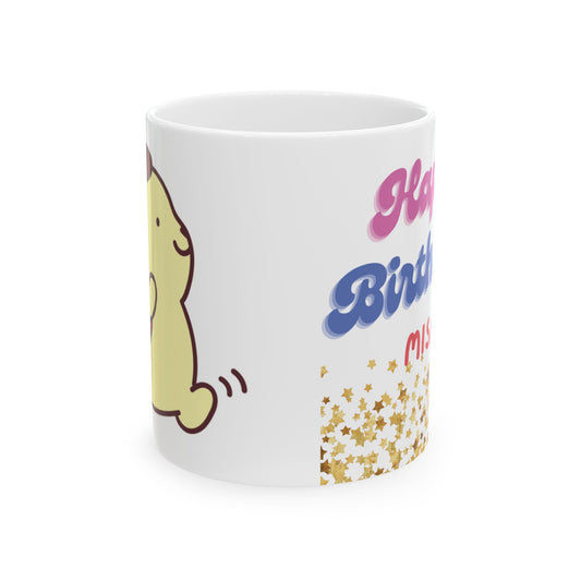 Happy Birthday Ceramic Mug with Cute Design - Perfect Gift for Friends and Family
