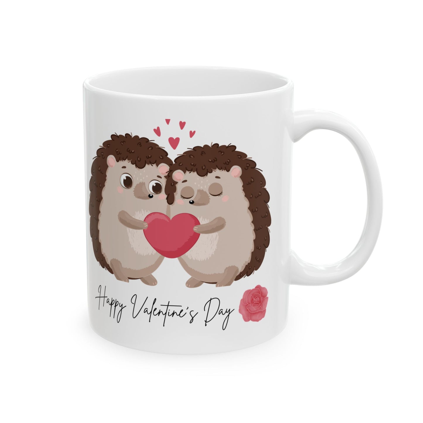 Heart Hedgehog Mug, Cute Valentine Coffee Cup, Love Animal Tea Mug, Adorable Ceramic Drinkware, Gift for Animal Lover, Valentine's Day Cup