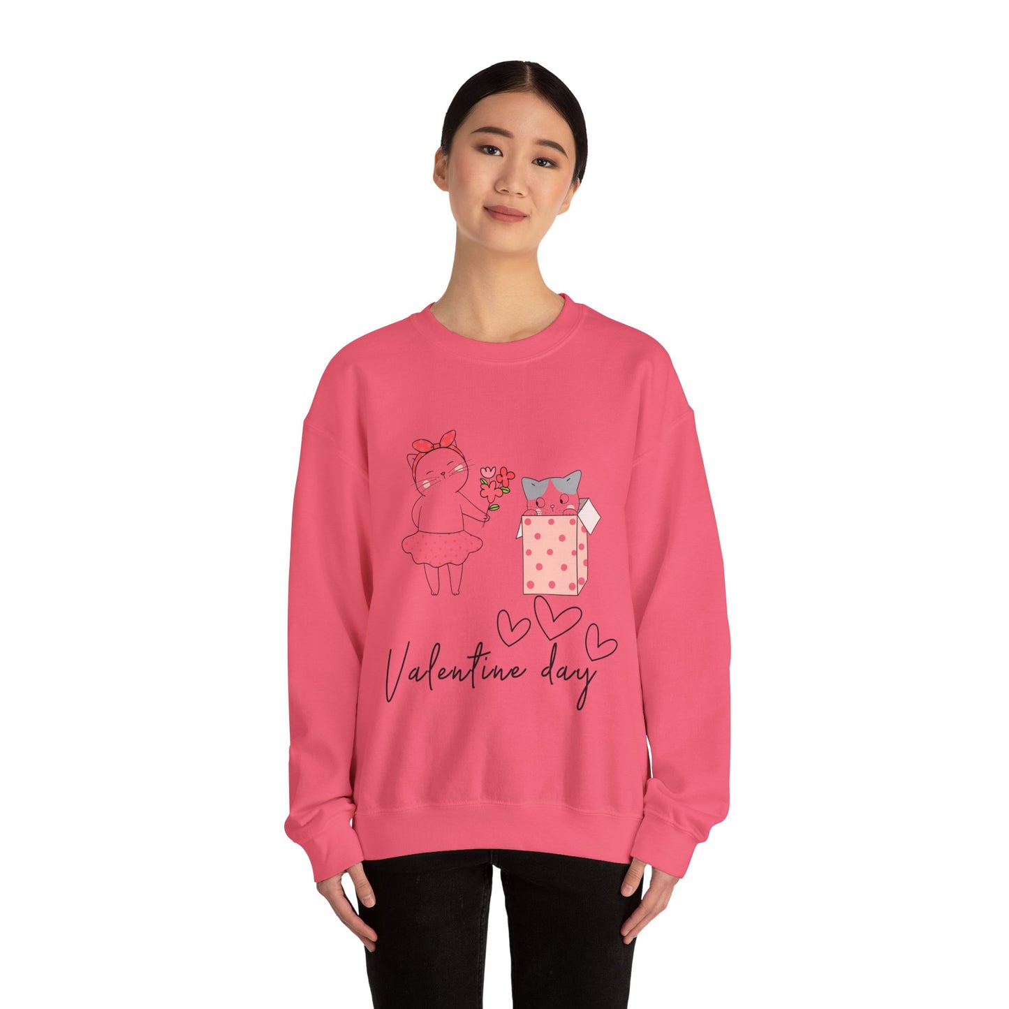 Cute Cat Valentine Crewneck Sweatshirt, Valentine Shirt, Cat, Valentines Heart Sweatshirt, Funny Valentine Day Shirt, Valentine's Day Gift