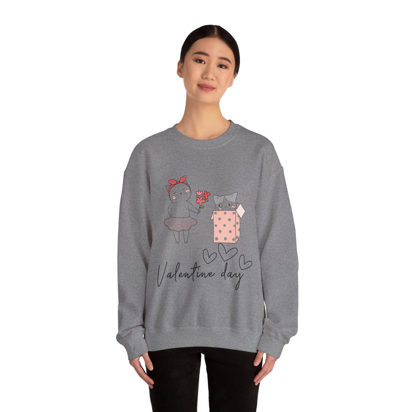 Cute Cat Valentine Crewneck Sweatshirt, Valentine Shirt, Cat, Valentines Heart Sweatshirt, Funny Valentine Day Shirt, Valentine's Day Gift