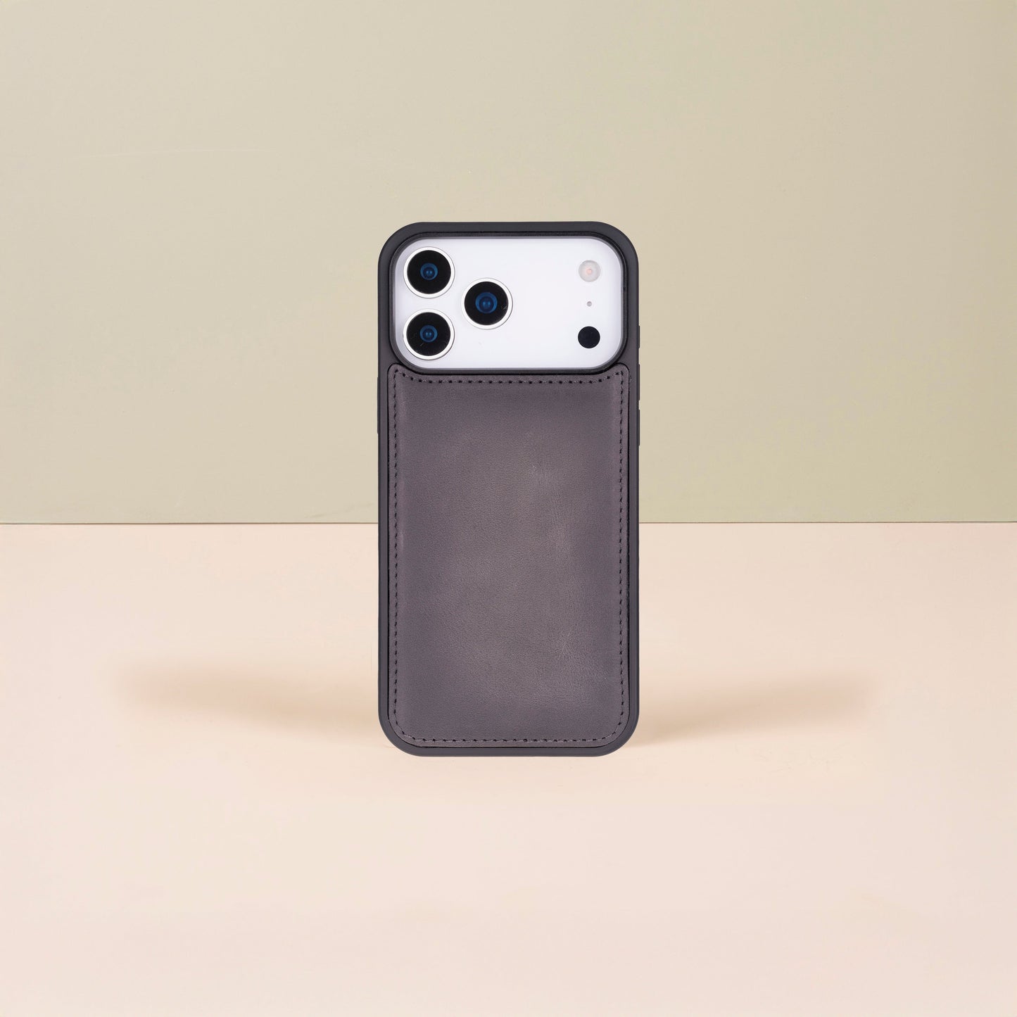 Leather iPhone 17 Pro Wallet Case – Gray - Austin