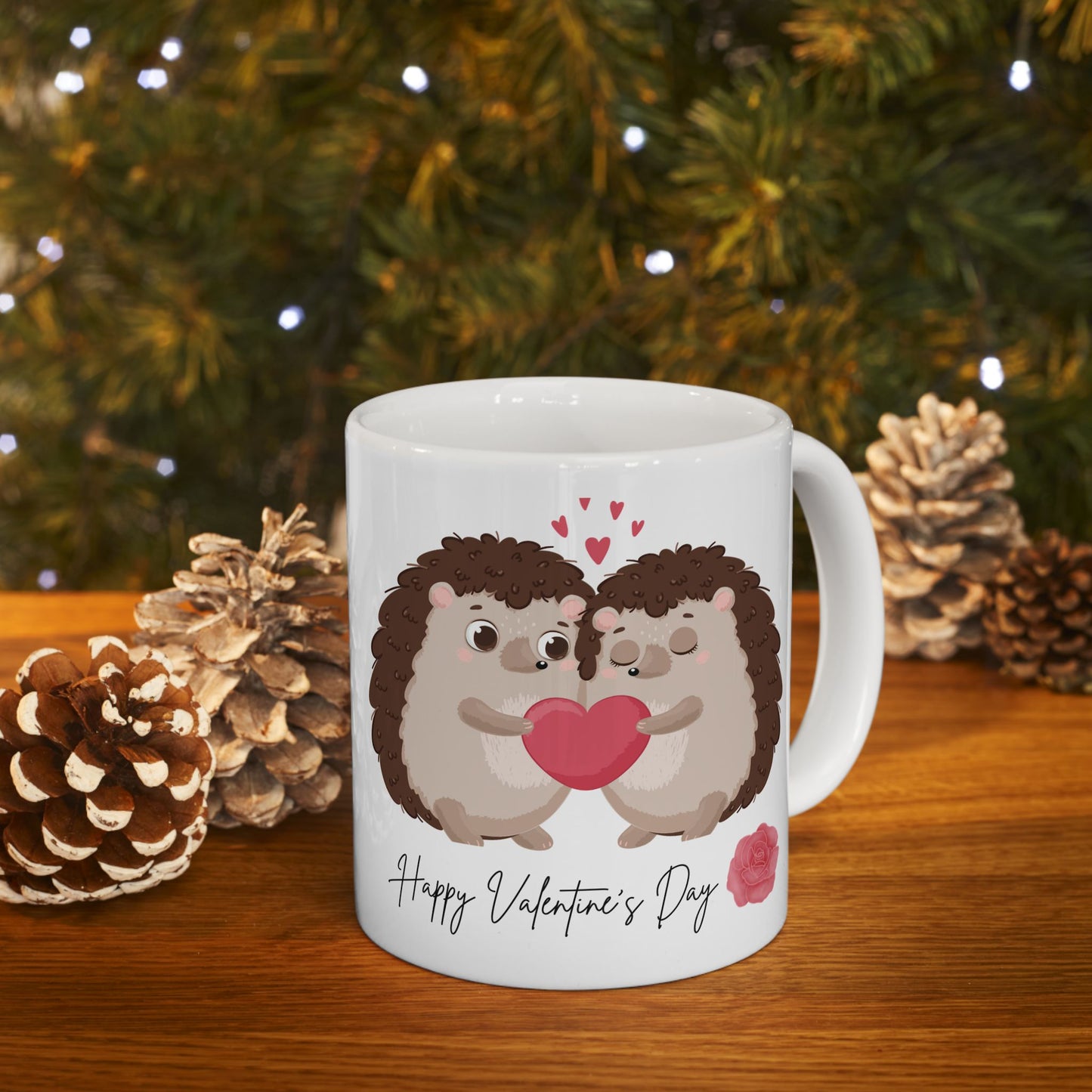 Heart Hedgehog Mug, Cute Valentine Coffee Cup, Love Animal Tea Mug, Adorable Ceramic Drinkware, Gift for Animal Lover, Valentine's Day Cup