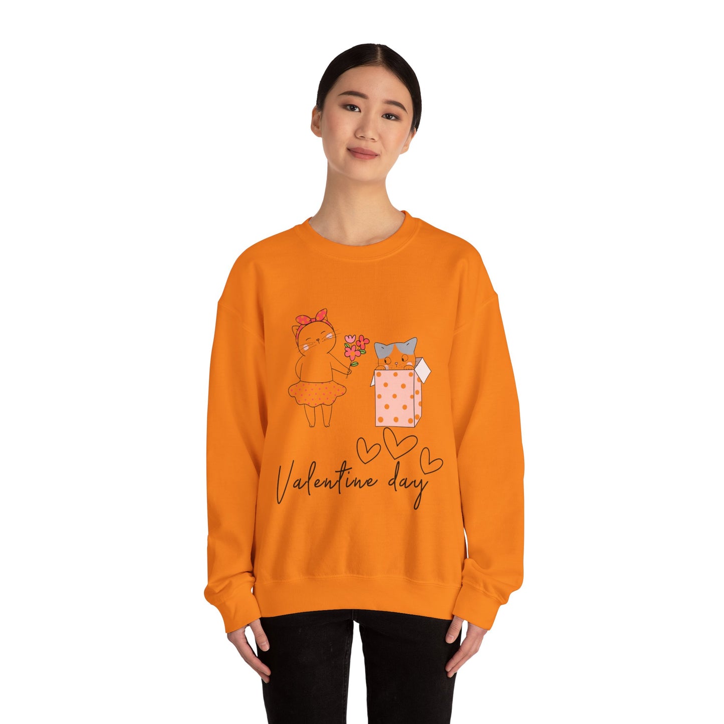 Cute Cat Valentine Crewneck Sweatshirt, Valentine Shirt, Cat, Valentines Heart Sweatshirt, Funny Valentine Day Shirt, Valentine's Day Gift