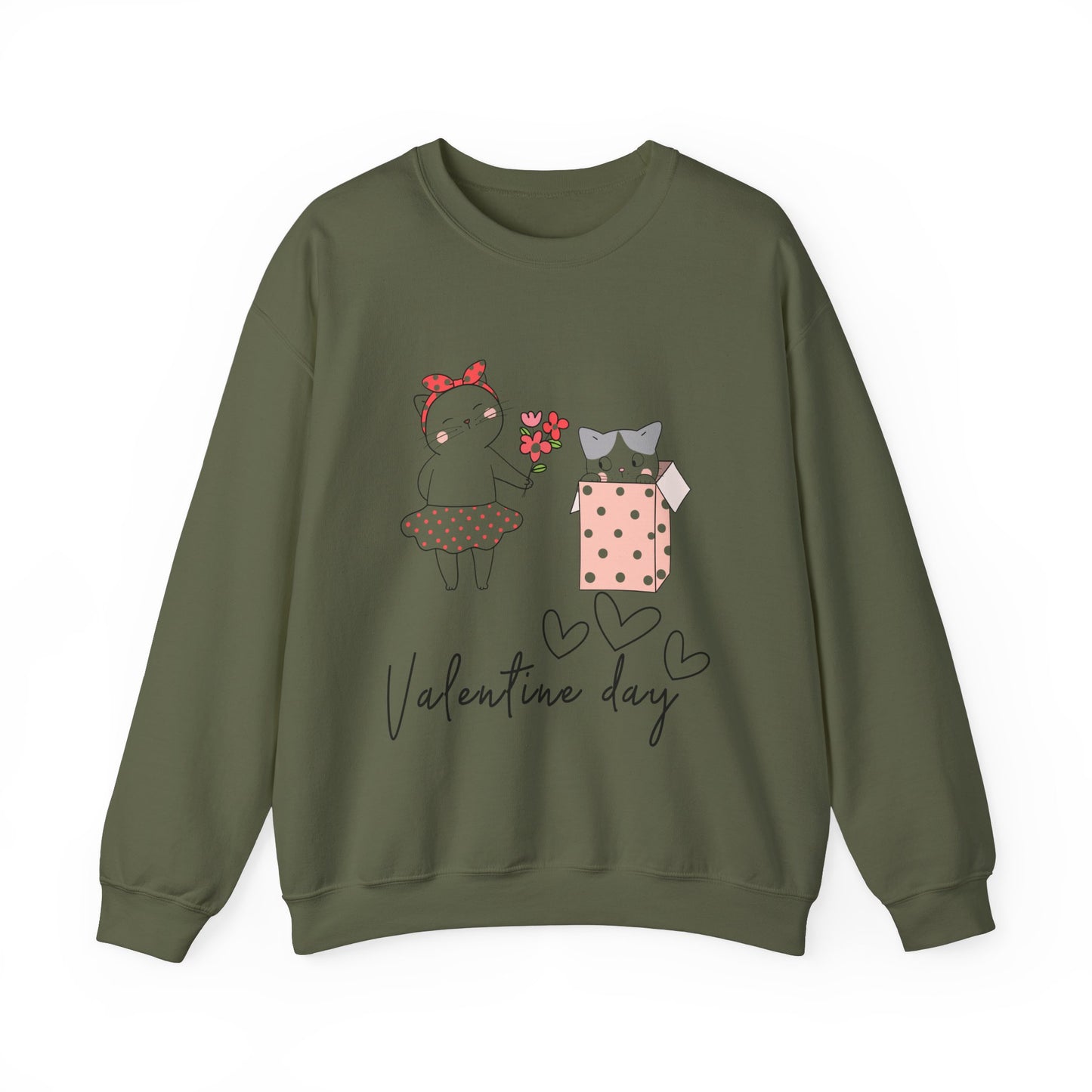 Cute Cat Valentine Crewneck Sweatshirt, Valentine Shirt, Cat, Valentines Heart Sweatshirt, Funny Valentine Day Shirt, Valentine's Day Gift