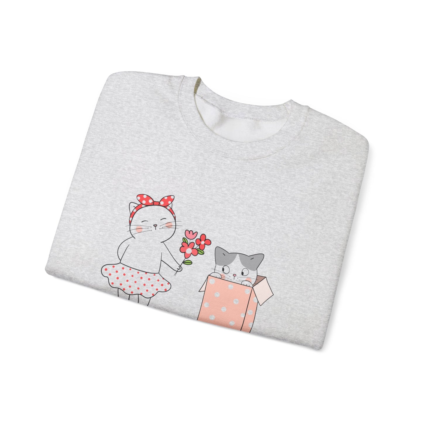 Cute Cat Valentine Crewneck Sweatshirt, Valentine Shirt, Cat, Valentines Heart Sweatshirt, Funny Valentine Day Shirt, Valentine's Day Gift