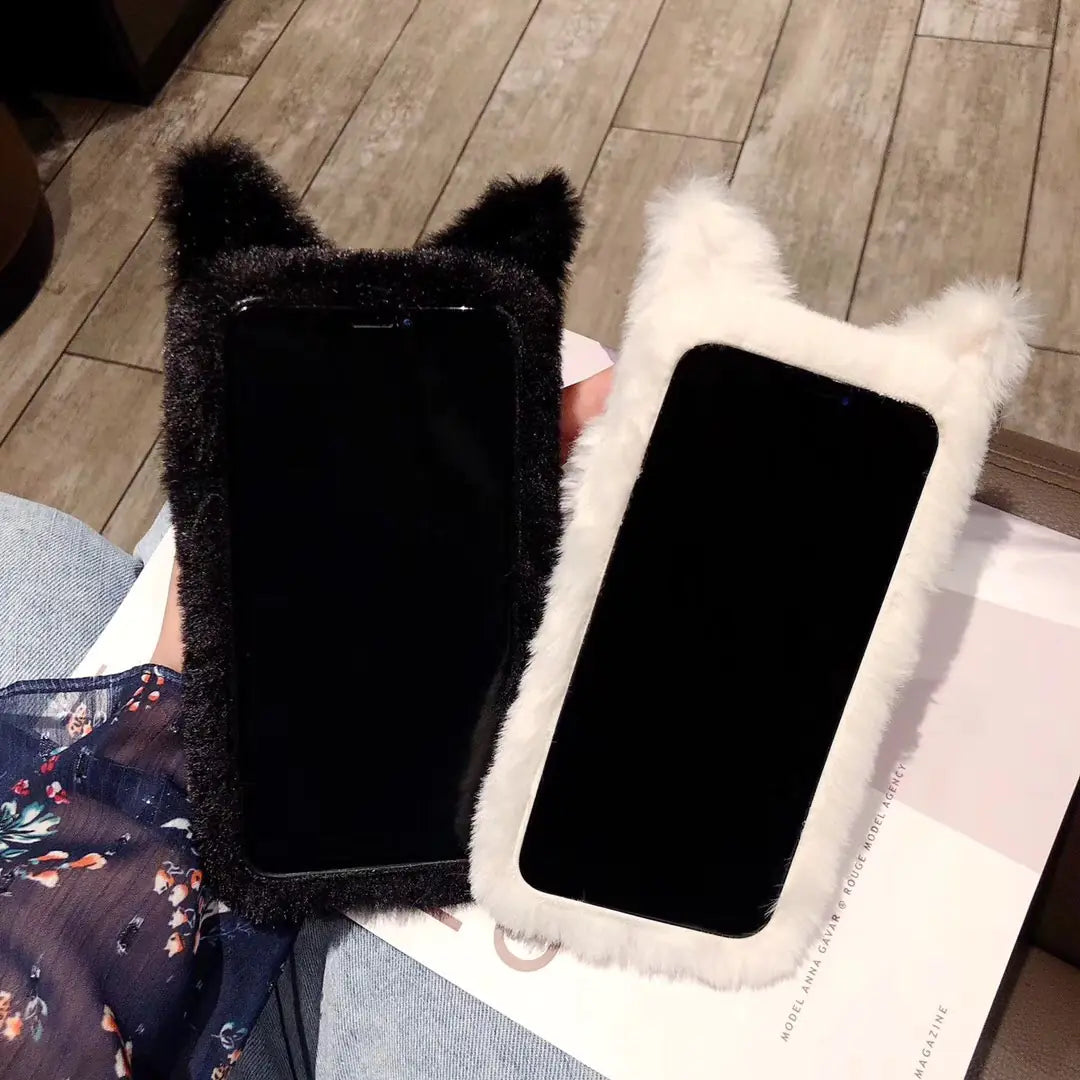 Stylish Realistic Cat Fur Soft Case for iPhone XR/8 Plus