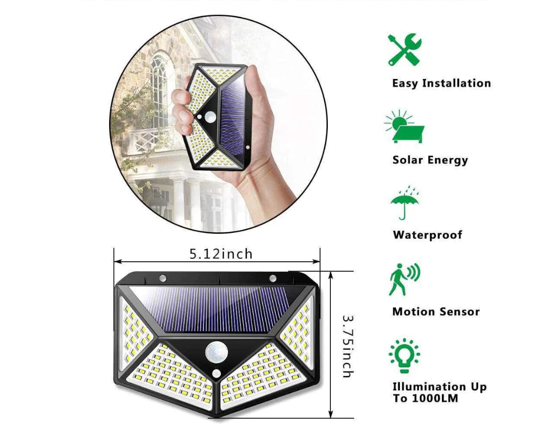 Solar Motion Sensor Wall Light for Outdoor Use - 888
