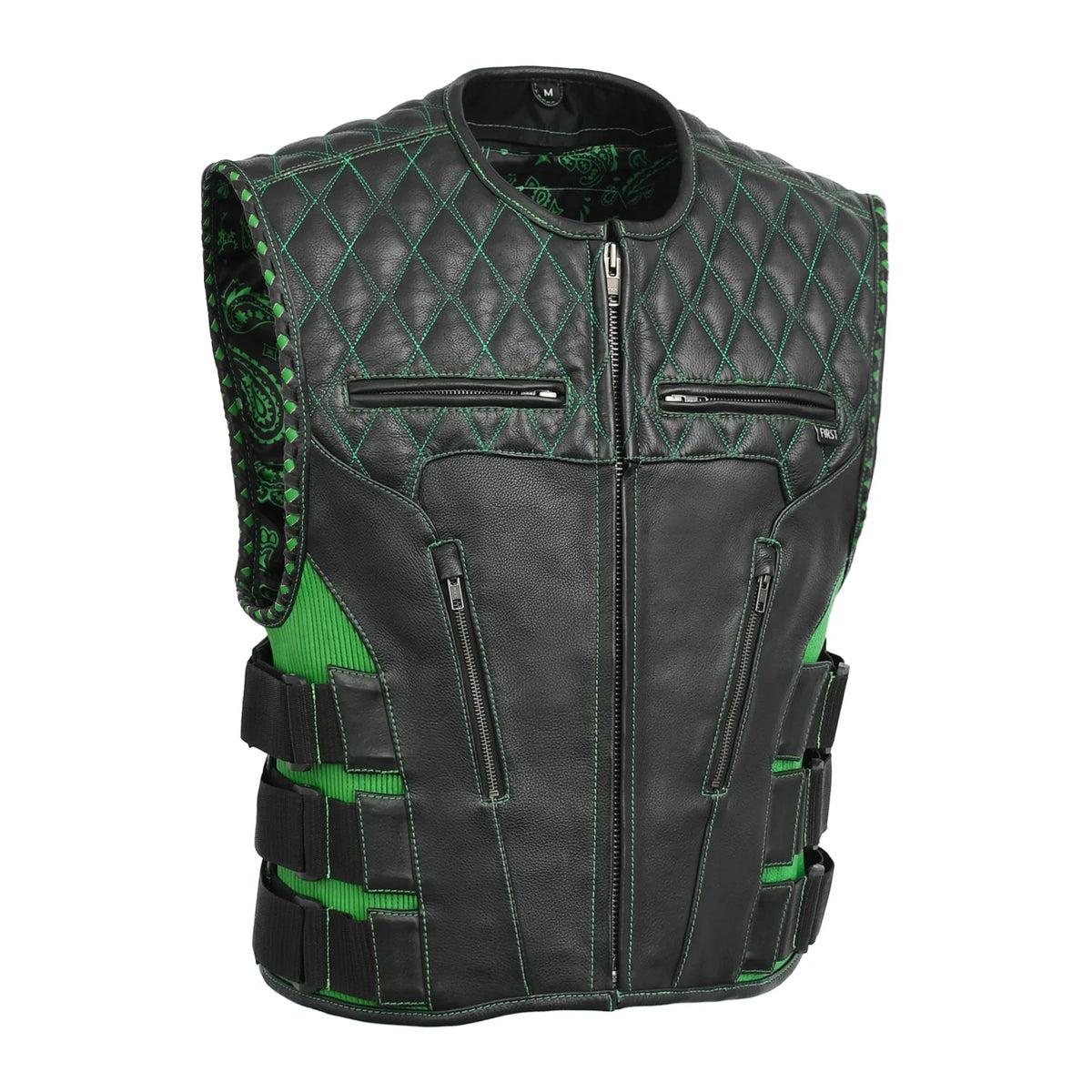 Tactical Emerald Men’s Motorcycle Leather Vest