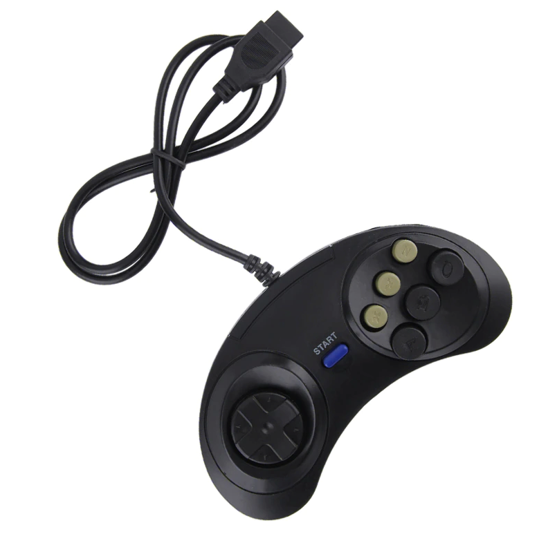2X 6 Button Game Pad Controller For SEGA Genesis Black Old School Classic New -Us seller
