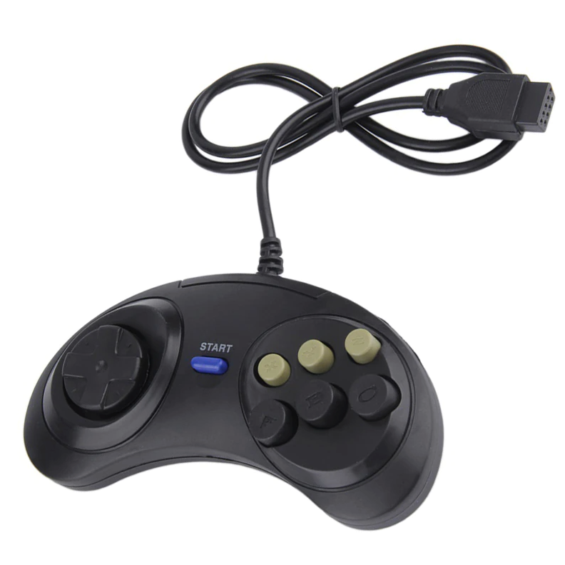 2X 6 Button Game Pad Controller For SEGA Genesis Black Old School Classic New -Us seller