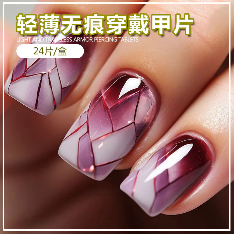 New Purple and White Long Press-On Nail Tips (Wholesale)