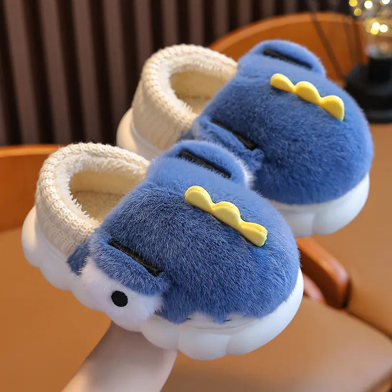 Boys' Dinosaur Cotton Slippers with Warm Velvet Lining- 888