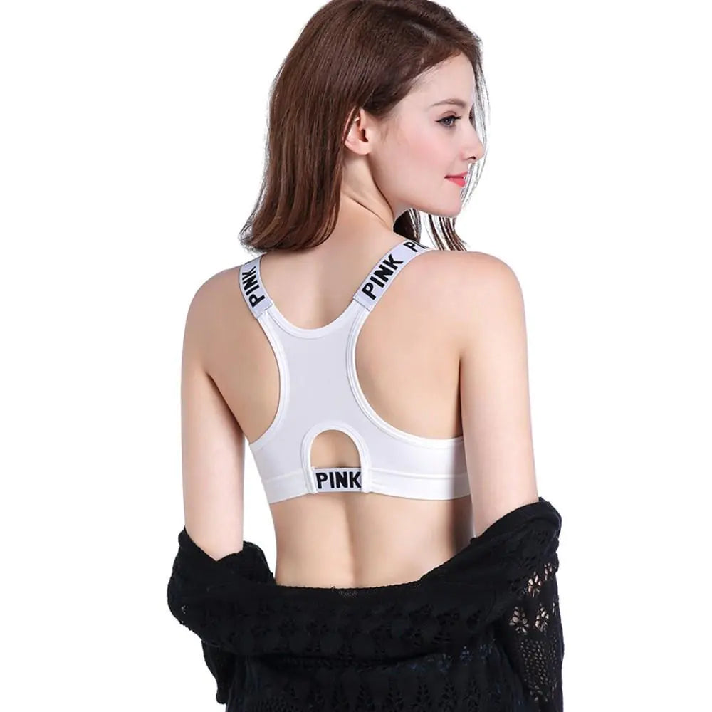 Seamless Women's Sports Bra with Letter Design - Lingerie
