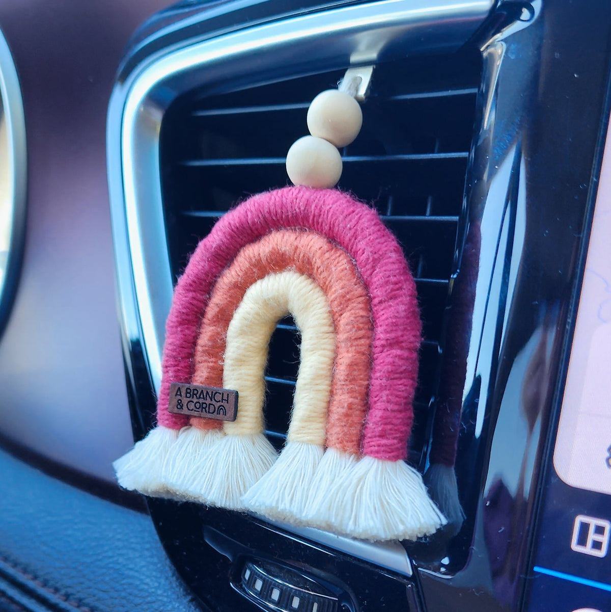 Macrame Car Vent Rainbow Diffuser
