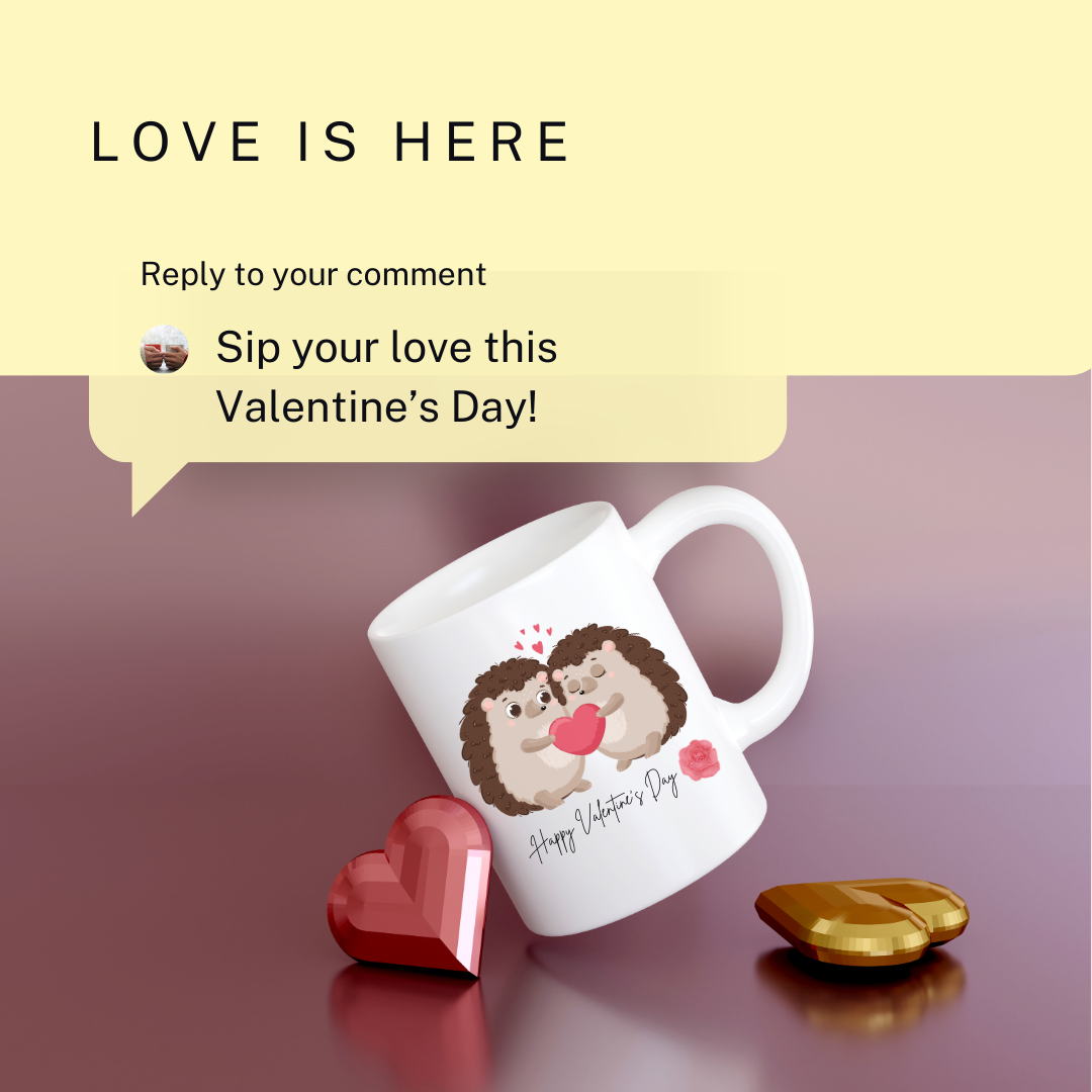 Heart Hedgehog Mug, Cute Valentine Coffee Cup, Love Animal Tea Mug, Adorable Ceramic Drinkware, Gift for Animal Lover, Valentine's Day Cup
