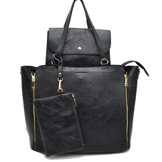 3 in 1 Side Zipper Women's Tote Handbag set