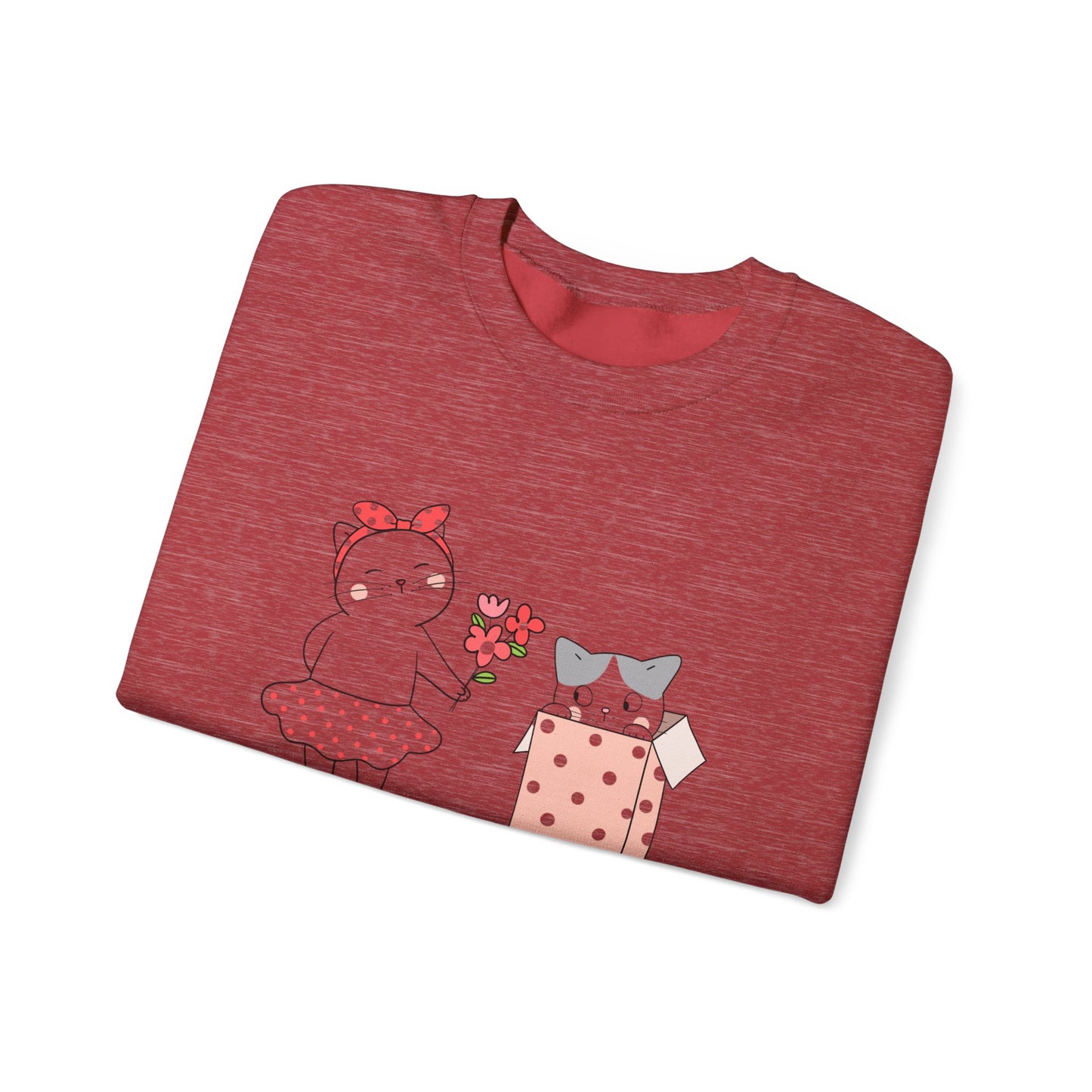 Cute Cat Valentine Crewneck Sweatshirt, Valentine Shirt, Cat, Valentines Heart Sweatshirt, Funny Valentine Day Shirt, Valentine's Day Gift
