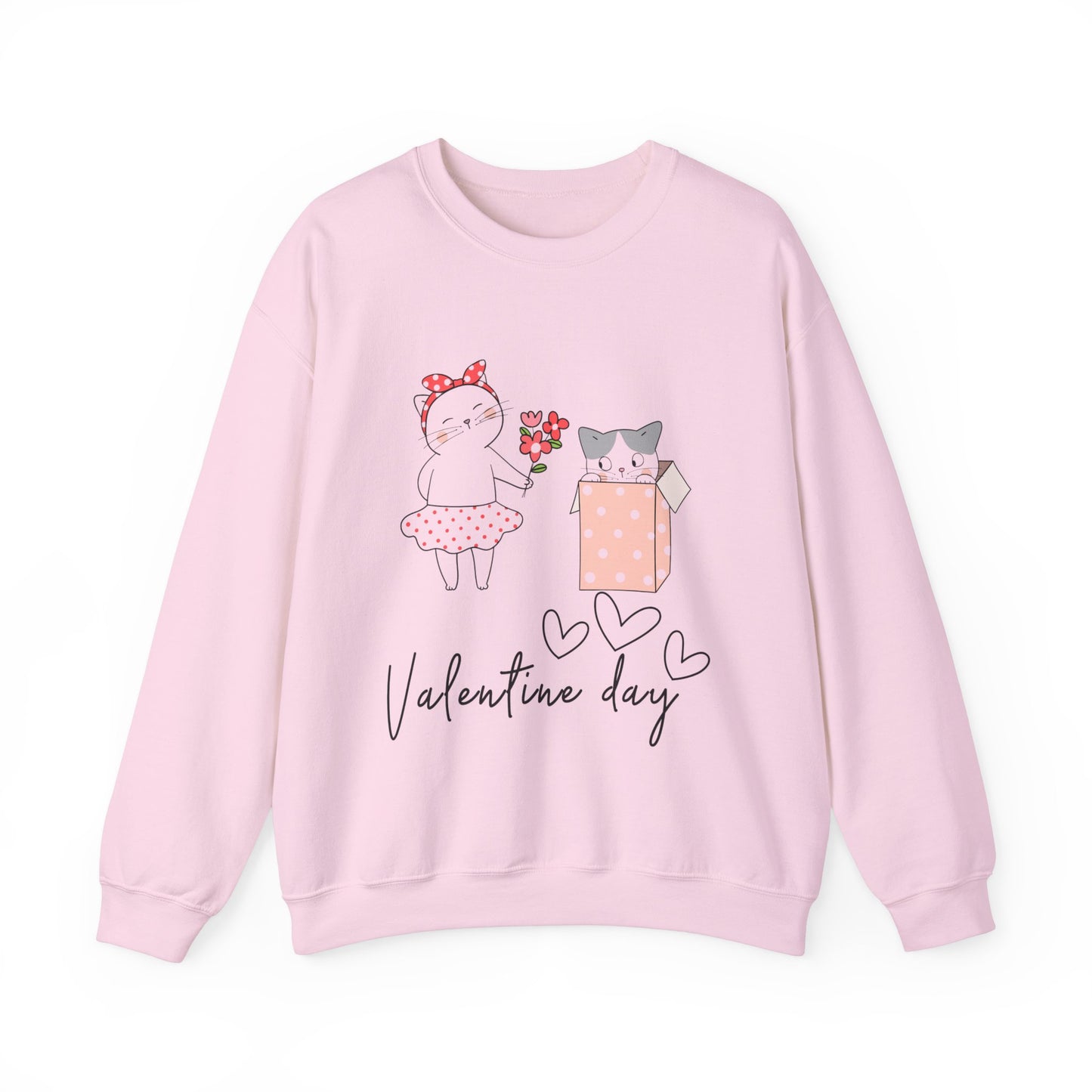 Cute Cat Valentine Crewneck Sweatshirt, Valentine Shirt, Cat, Valentines Heart Sweatshirt, Funny Valentine Day Shirt, Valentine's Day Gift