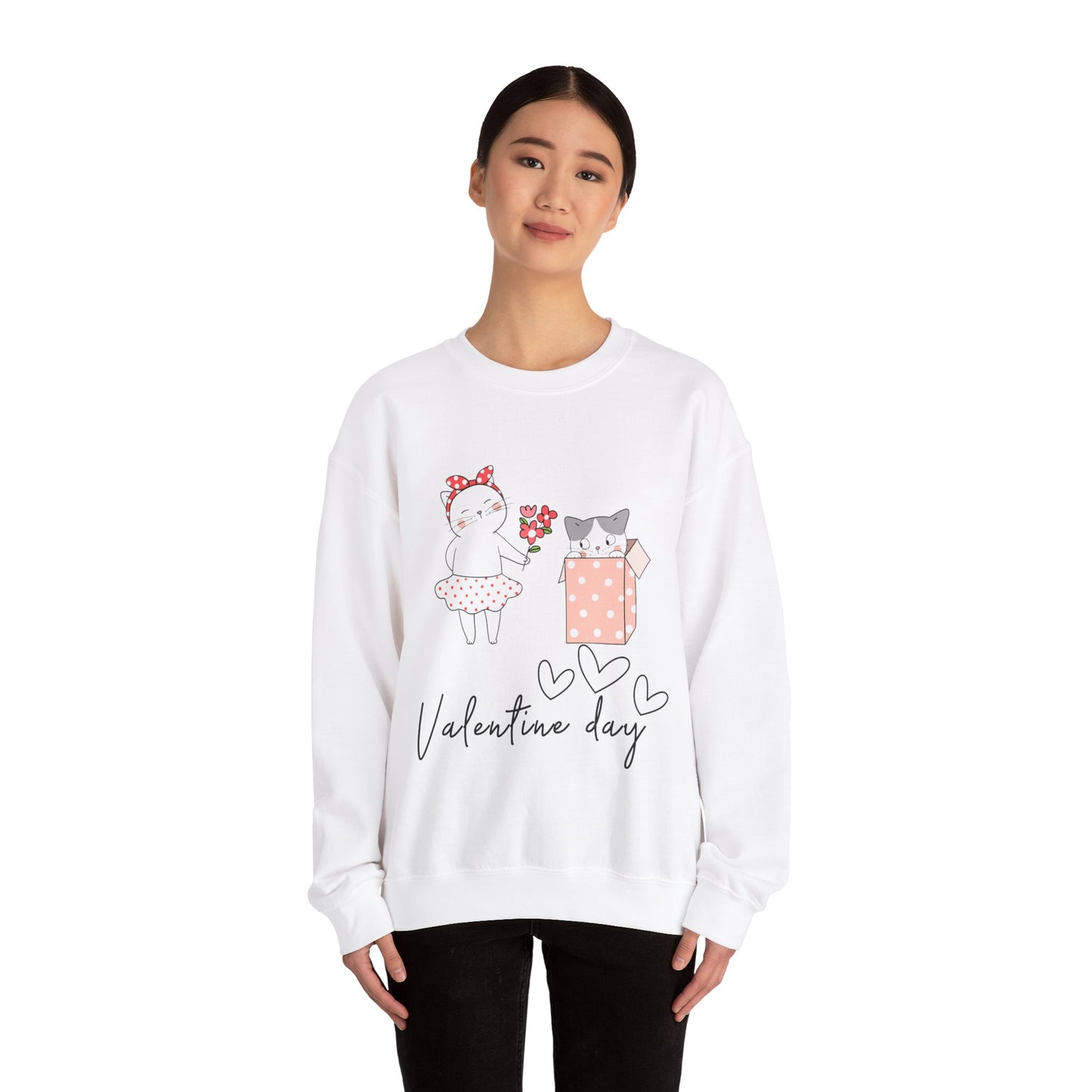 Cute Cat Valentine Crewneck Sweatshirt, Valentine Shirt, Cat, Valentines Heart Sweatshirt, Funny Valentine Day Shirt, Valentine's Day Gift