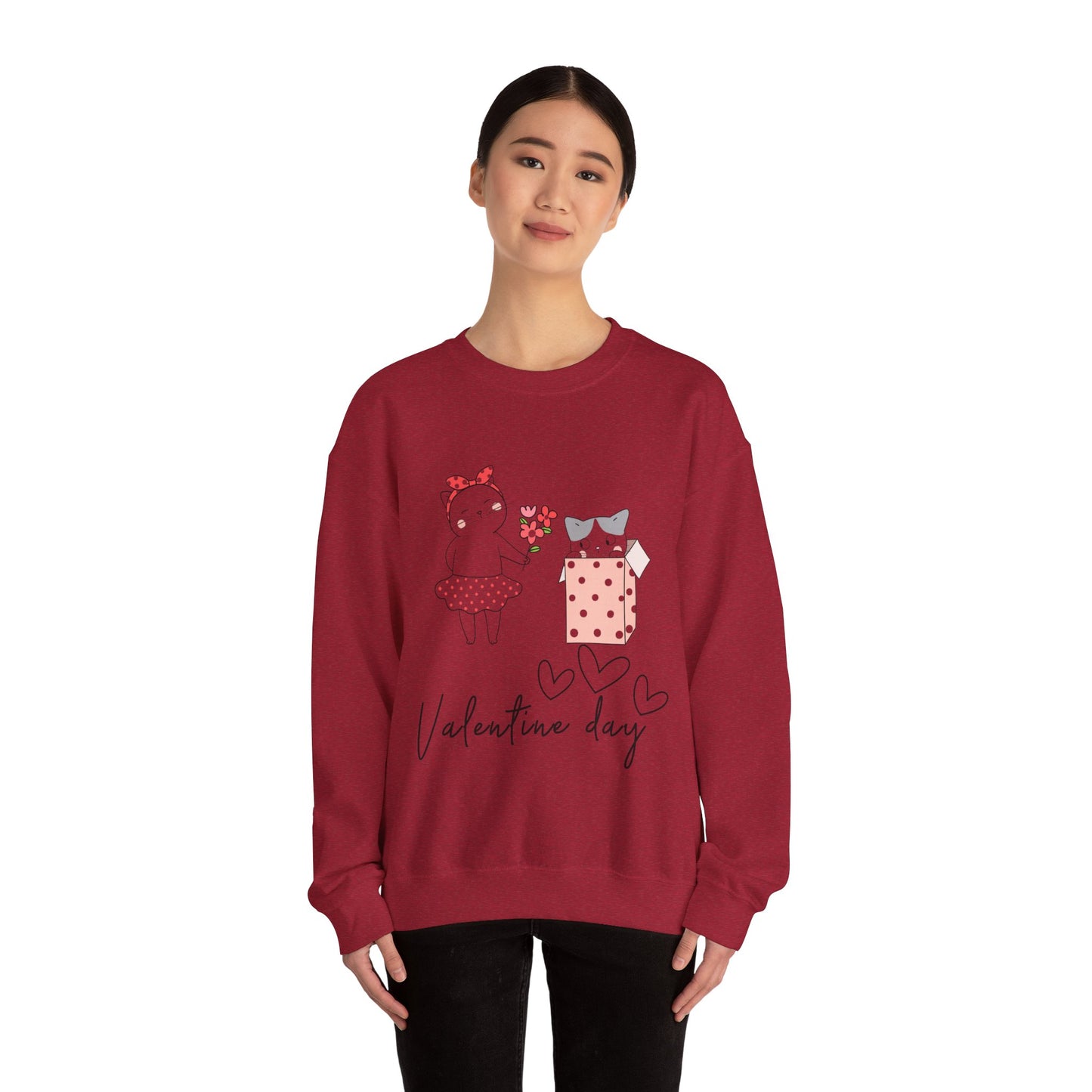 Cute Cat Valentine Crewneck Sweatshirt, Valentine Shirt, Cat, Valentines Heart Sweatshirt, Funny Valentine Day Shirt, Valentine's Day Gift