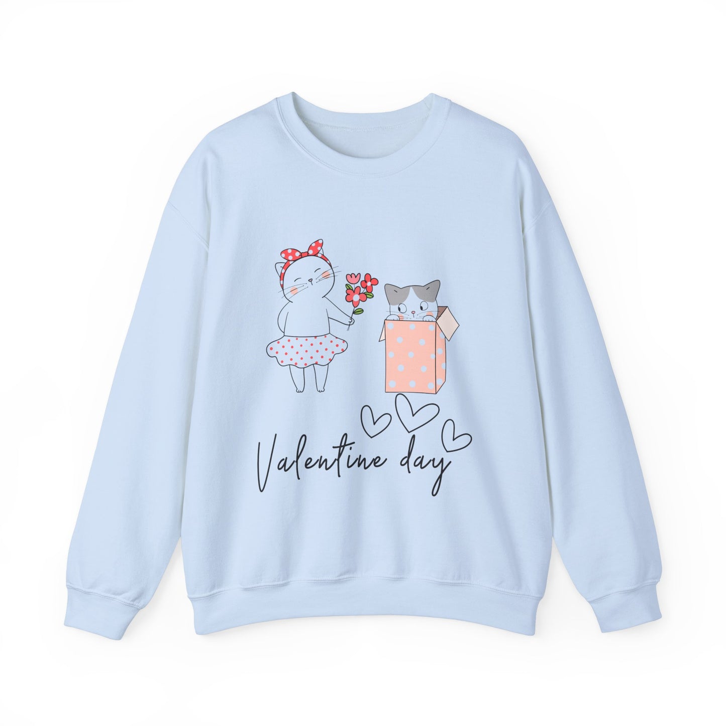Cute Cat Valentine Crewneck Sweatshirt, Valentine Shirt, Cat, Valentines Heart Sweatshirt, Funny Valentine Day Shirt, Valentine's Day Gift