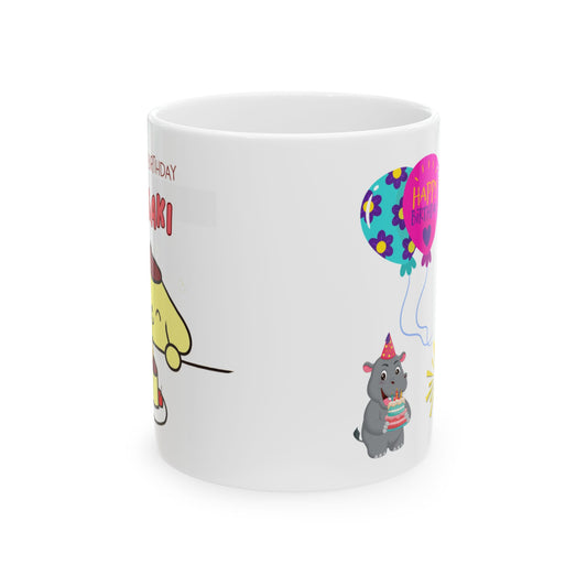 Happy Birthday Cartoon Ceramic Mug - Fun Gift for Kids