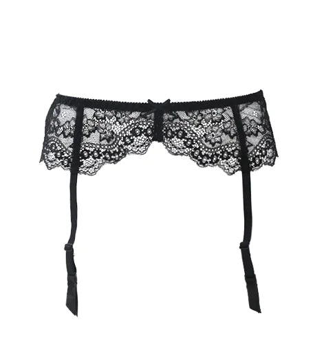 Lace Sheer Bra and Garter Belt Set for Women (3 Pieces) - Lingerie