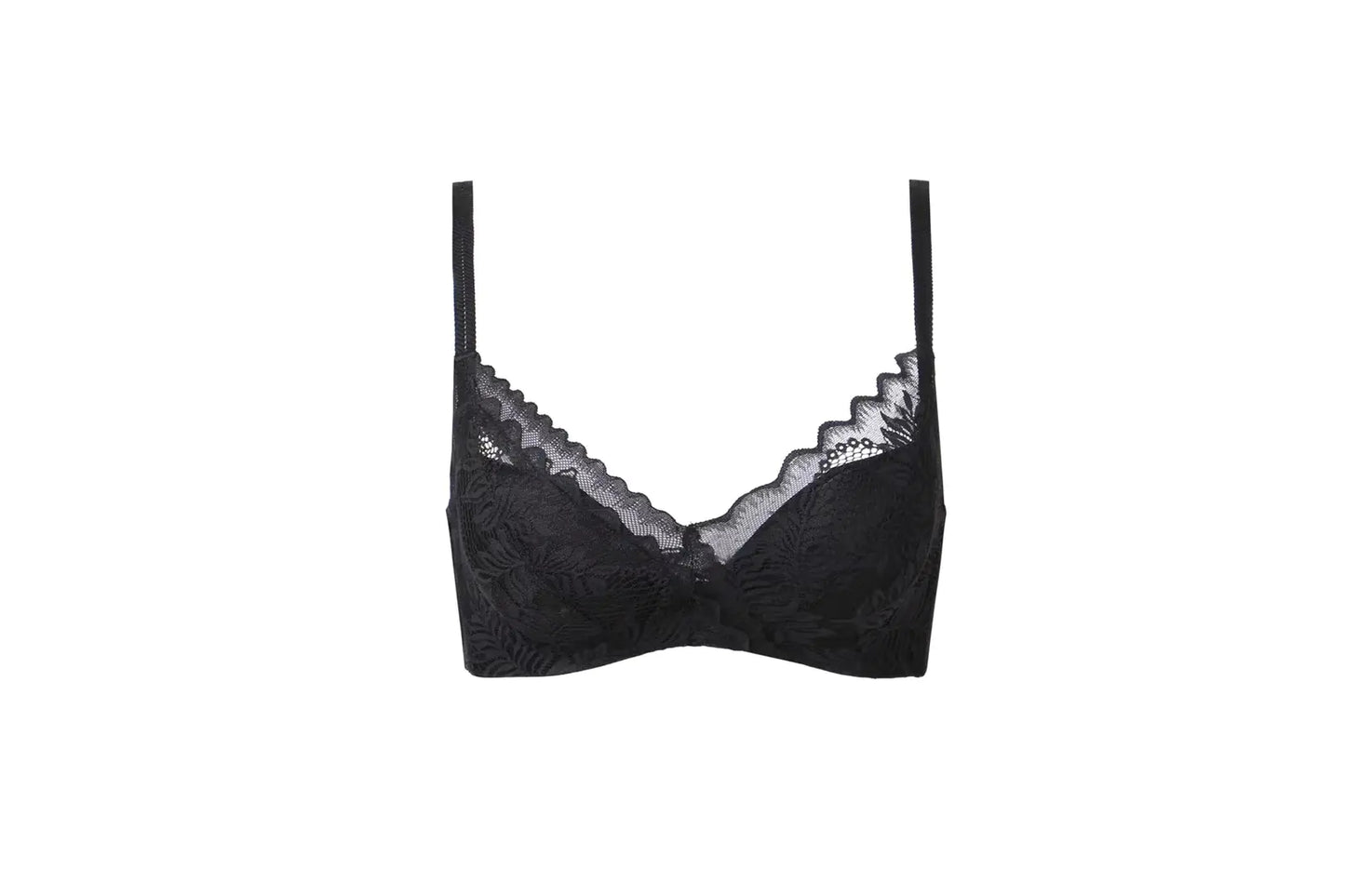 Lace Embroidered Wireless Thick AB Cup Bra Set - Lingerie
